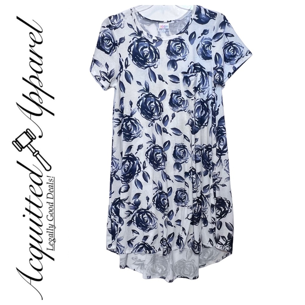 LulaRoe Casual High Low Hem Shift Short Sleeve Rose Dress